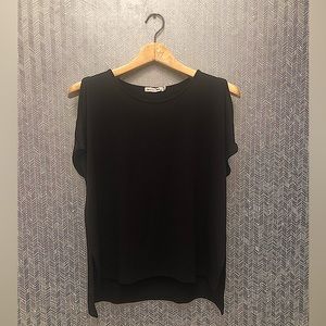 Rag & Bone Black Short Sleeved Blouse with Shoulder Cutouts